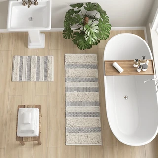 Thumbnail 1: Ink + Ivy Ink+Ivy Asher Woven Texture Stripe Bath Rug 