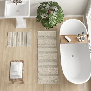 Thumbnail 1: Ink + Ivy Ink+Ivy Asher Woven Texture Stripe Bath Rug 