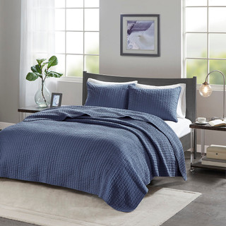 Thumbnail 4: Madison Park Madison Park Keaton Solid Quilt Set 