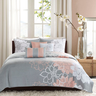 Thumbnail 2: Madison Park Madison Park 6 Pc. Lola Floral Cotton & Pillow Quilt Set 