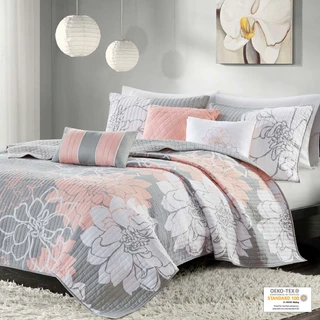 Thumbnail 1: Madison Park Madison Park 6 Pc. Lola Floral Cotton & Pillow Quilt Set 