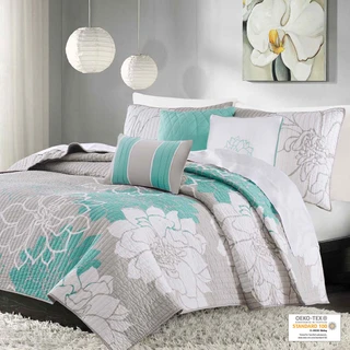 Thumbnail 2: Madison Park Madison Park 6 Pc. Lola Floral Cotton & Pillow Quilt Set 