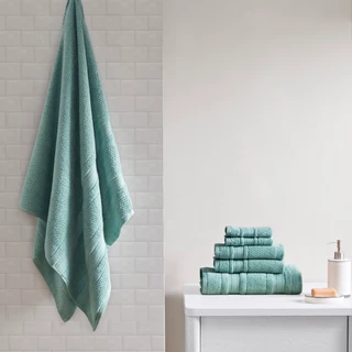 Thumbnail 1: MADISON PARK ESSENTIALS Madison Park Essentials 6 Pc. Spa Waffle Jacquard Towel Set 