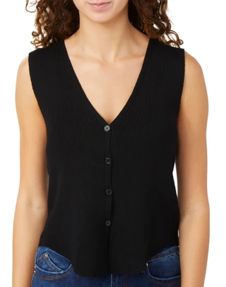 Thumbnail 2: No Comment No Comment Juniors Solid Button Down Vest 