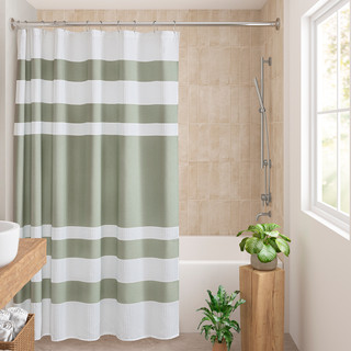 Thumbnail 2: Madison Park Madison Park Spa Waffle Shower Curtain with 3M Treatment 