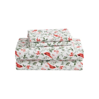 Thumbnail 1: Laura Ashley Laura Ashley Jolly Cardinals Cotton Flannel Sheet Set 