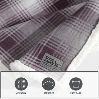 Thumbnail 6: Eddie Bauer Nordic Plaid Reversible Throw 