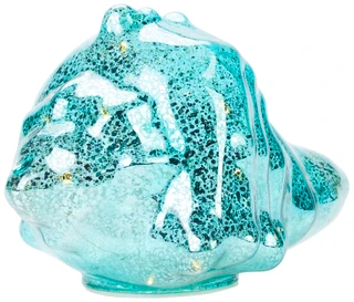 Thumbnail 3: Beach Combers Beach Combers 7 in Turquoise Glass Conch Figurine 