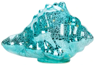 Thumbnail 4: Beach Combers Beach Combers 7 in Turquoise Glass Conch Figurine 