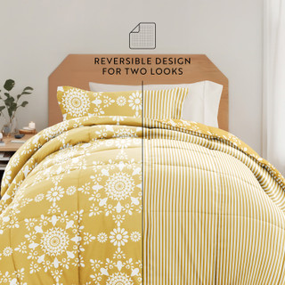 Thumbnail 16: IENJOY HOME 8 Piece Yellow Patterned Comforter Dorm Set Bundle 