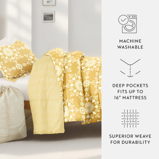 Thumbnail 20: IENJOY HOME 8 Piece Yellow Patterned Comforter Dorm Set Bundle 