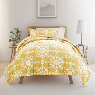 Thumbnail 2: IENJOY HOME 8 Piece Yellow Patterned Comforter Dorm Set Bundle 