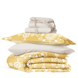 Thumbnail 14: IENJOY HOME 8 Piece Yellow Patterned Comforter Dorm Set Bundle 
