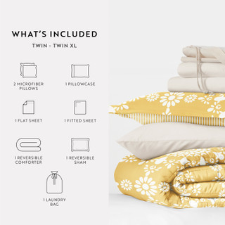 Thumbnail 24: IENJOY HOME 8 Piece Yellow Patterned Comforter Dorm Set Bundle 