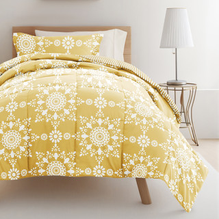 Thumbnail 6: IENJOY HOME 8 Piece Yellow Patterned Comforter Dorm Set Bundle 