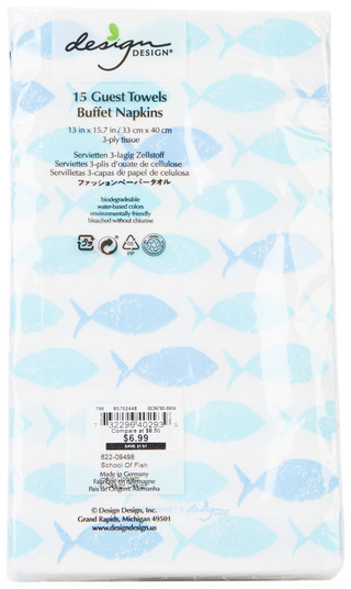 Thumbnail 3: DESIGN DESIGN Design Design 15 Pk School of Fish Buffet Napkins 