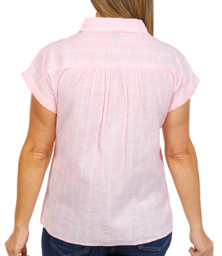 Thumbnail 4: Dash Dash Women's Short Sleeve Striped Button Down Top 