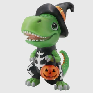 Thumbnail 2: Brighten the Season Brighten The Season Halloween LED Dinosaur W/Pumpkin Lantern 