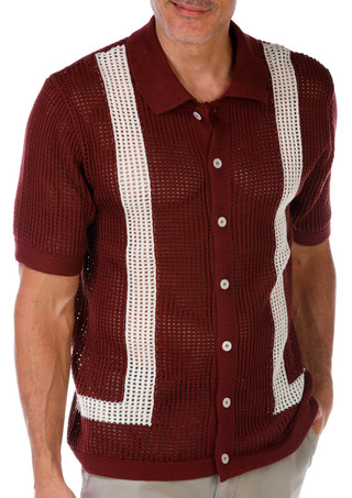 Thumbnail 2: Massive Massive Mens Short Sleeve Crochet Button Down Shirt 