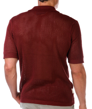 Thumbnail 6: Massive Massive Mens Short Sleeve Crochet Button Down Shirt 