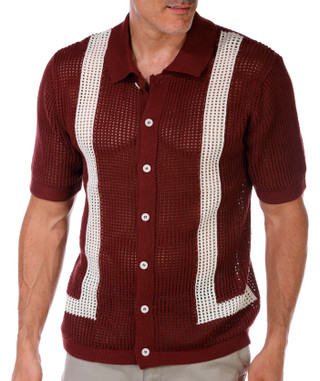 Thumbnail 8: Massive Massive Mens Short Sleeve Crochet Button Down Shirt 
