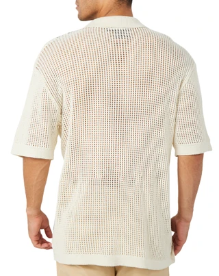 Thumbnail 2: Massive Massive Mens Short Sleeve Crochet Button Down Shirt 