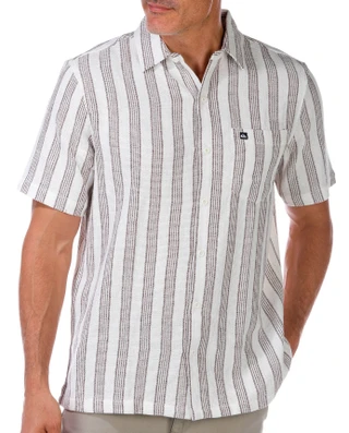 Thumbnail 4: Quiksilver Quiksilver Men's Short Sleeve Buttoned Stripe Texture Shirt 