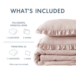Thumbnail 5: 510 Design 510 Design Phoebe Diamond Quilted Ruffle Edge Comforter Set 