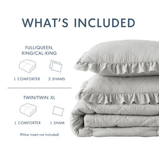 Thumbnail 5: 510 Design 510 Design Phoebe Diamond Quilted Ruffle Edge Comforter Set 