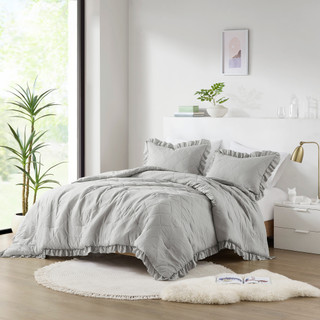 Thumbnail 1: 510 Design 510 Design Phoebe Diamond Quilted Ruffle Edge Comforter Set 