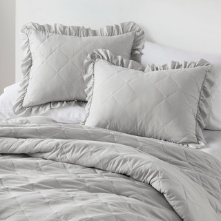 Thumbnail 3: 510 Design 510 Design Phoebe Diamond Quilted Ruffle Edge Comforter Set 