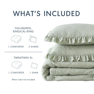 Thumbnail 5: 510 Design 510 Design Phoebe Diamond Quilted Ruffle Edge Comforter Set 