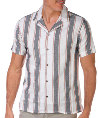 Thumbnail 1: Burnside Burnside Men's Short Sleeve Buttoned Stripe Texture Shirt 
