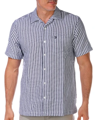 Thumbnail 1: Quiksilver Quiksilver Men's Short Sleeve Buttoned Stripe Texture Shirt 