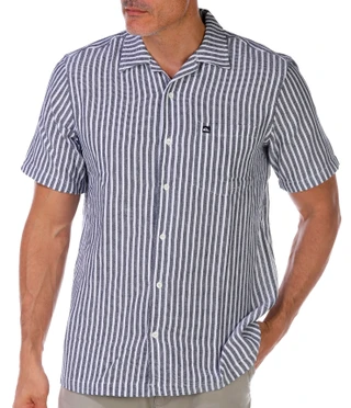 Thumbnail 4: Quiksilver Quiksilver Men's Short Sleeve Buttoned Stripe Texture Shirt 