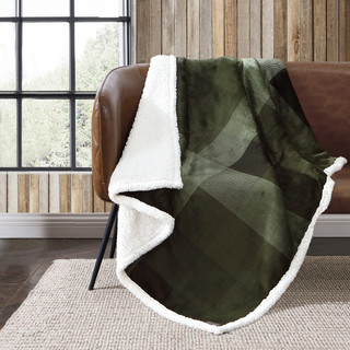 Thumbnail 2: Eddie Bauer Eddie Bauer Pine Plaid Ultra Plush Fleece Reversible Throw 