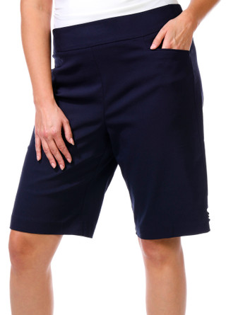Thumbnail 4: Coral Bay Coral Bay Womens Solid Gold Bar Bermuda Shorts 