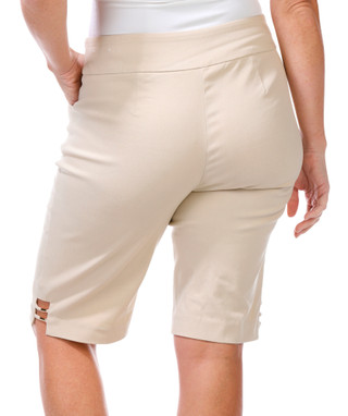 Thumbnail 3: Coral Bay Coral Bay Womens Solid Gold Bar Bermuda Shorts 