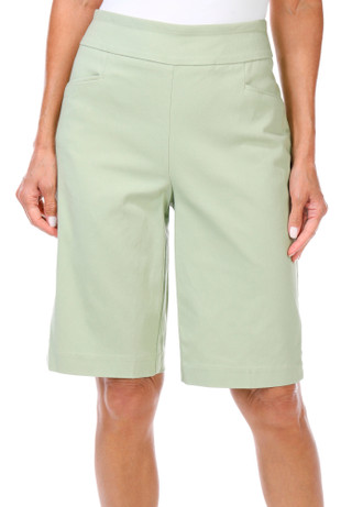 Thumbnail 4: Coral Bay Coral Bay Womens Solid Gold Bar Bermuda Shorts 
