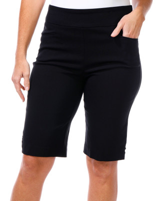 Thumbnail 1: Coral Bay Coral Bay Womens Solid Gold Bar Bermuda Shorts 