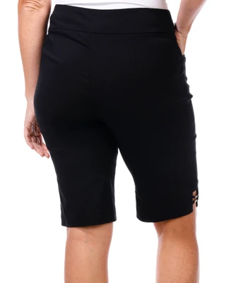 Thumbnail 3: Coral Bay Coral Bay Womens Solid Gold Bar Bermuda Shorts 