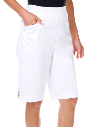 Thumbnail 1: Coral Bay Coral Bay Womens Solid Gold Bar Bermuda Shorts 