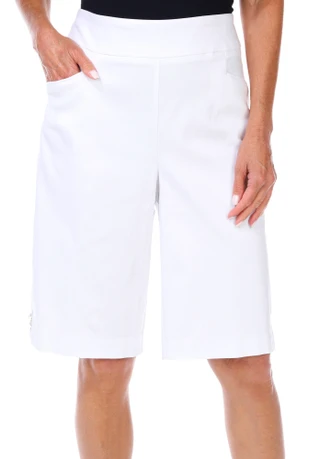 Thumbnail 4: Coral Bay Coral Bay Womens Solid Gold Bar Bermuda Shorts 