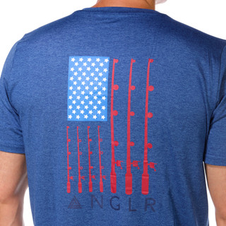 Thumbnail 2: Anglr ANGLR Mens Short Sleeve Reel Flag Tee Shirt 