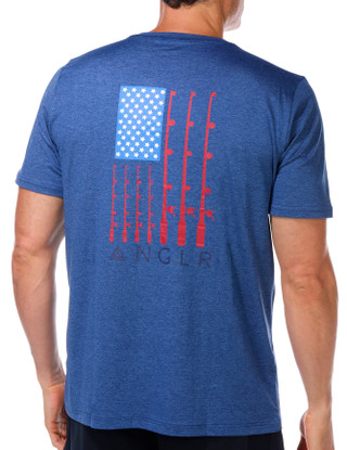 Thumbnail 1: Anglr ANGLR Mens Short Sleeve Reel Flag Tee Shirt 