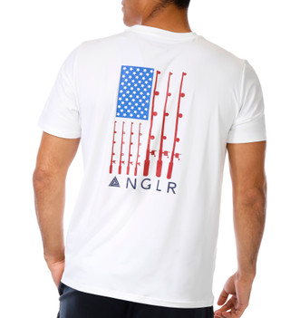 Thumbnail 6: Anglr ANGLR Mens Short Sleeve Reel Flag Tee Shirt 
