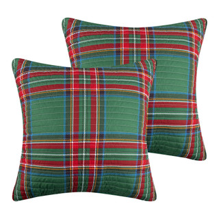 Thumbnail 1: Levtex Home Levtex Home Spencer Plaid Green Quilted Euro Sham Set of 2 