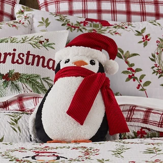 Thumbnail 4: Levtex Home Levtex Home 10 x 14 Pine & Plaid Shaped Penguin Pillow 
