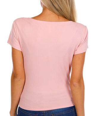 Thumbnail 2: Derek Heart Derek Heart Juniors Ribbed Scoop Short Sleeve Top 