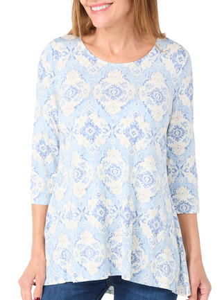 Thumbnail 1: Khakis & Co Khakis & Co Petite 3/4 Sleeve Print Top 